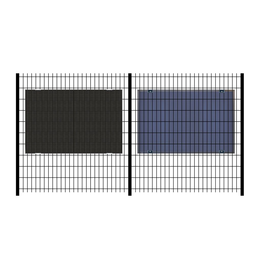 Solarmodulhalterung für Stabgitterzäune silber