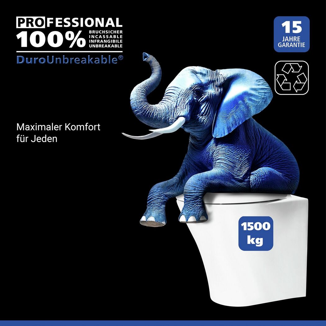 Blauer Elefant auf weißem WC-Sitz DuroUnbreakable®
