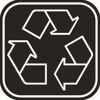 Recycling-Symbol, weiß auf schwarzem Grund