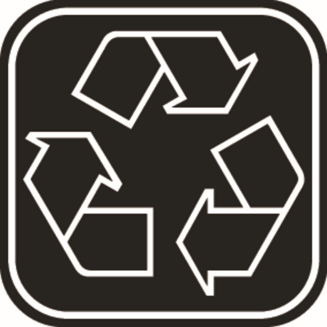 Recycling-Symbol, weiß auf schwarzem Grund