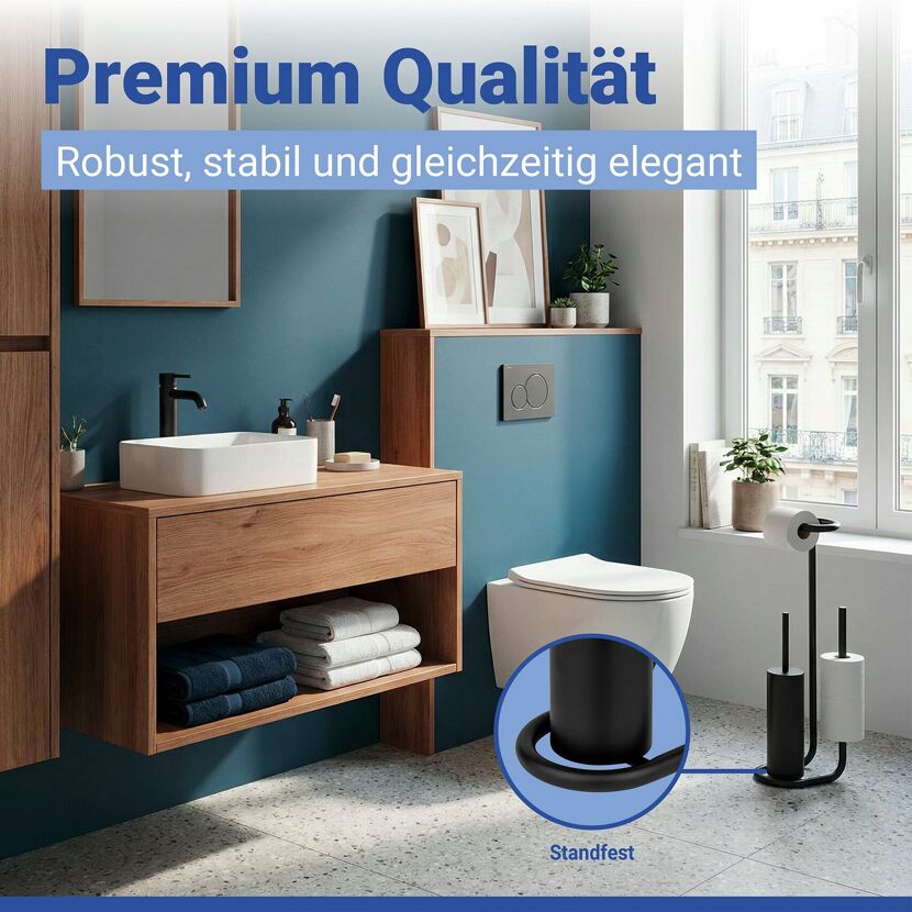 WC-Garnitur 'Universalo' schwarz 20 x 62.5 x 23 cm