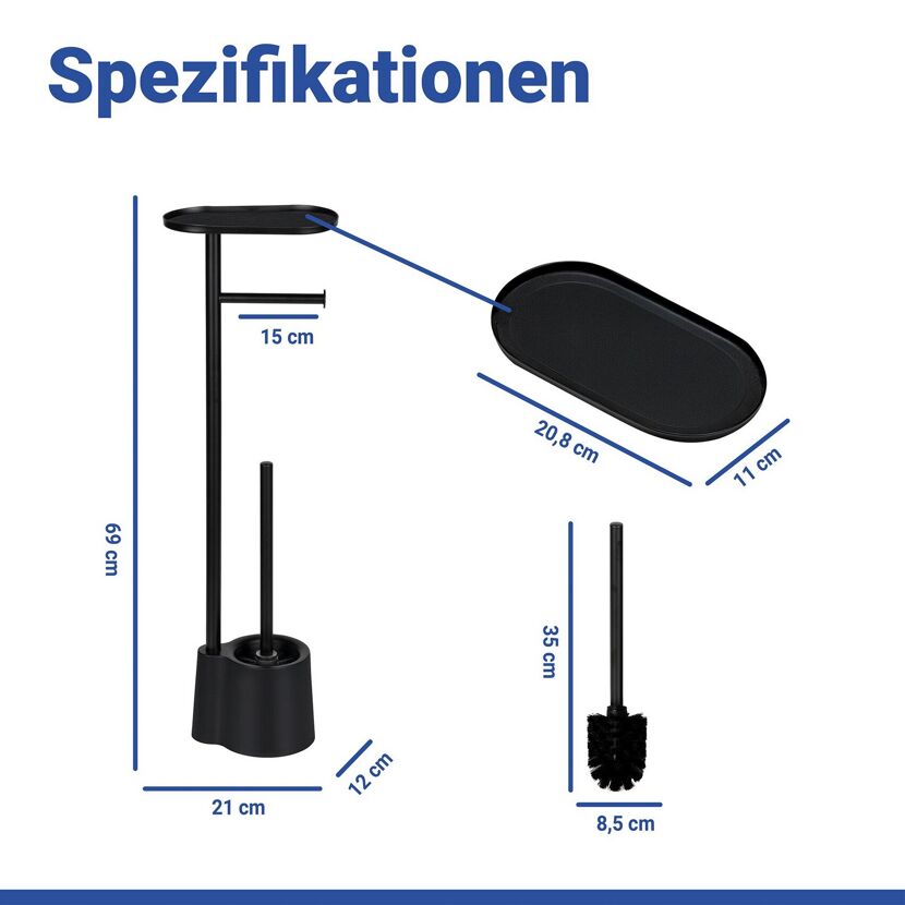 WC-Garnitur 'Albella' schwarz Edelstahl 21 x 69 x 12 cm