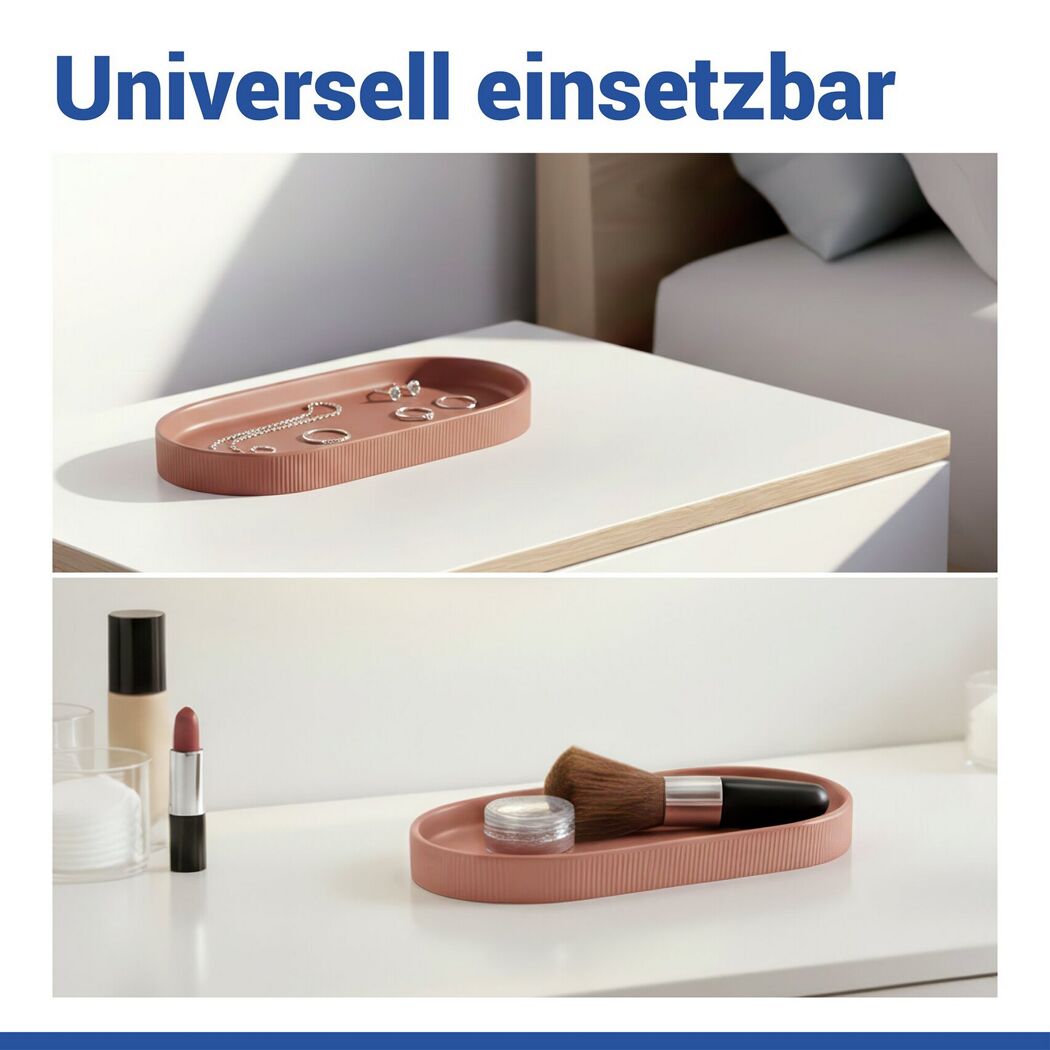 Braune Fablo Ablageschale mit Schmuck und Make-up