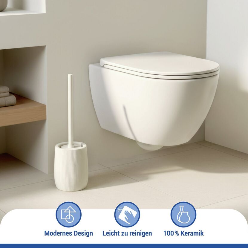 WC-Garnitur 'Fablo' creme Keramik 12 x 39.5 x 12 cm