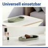 Grüne Ablageschale 'Fablo' mit Schmuck und Kosmetik.