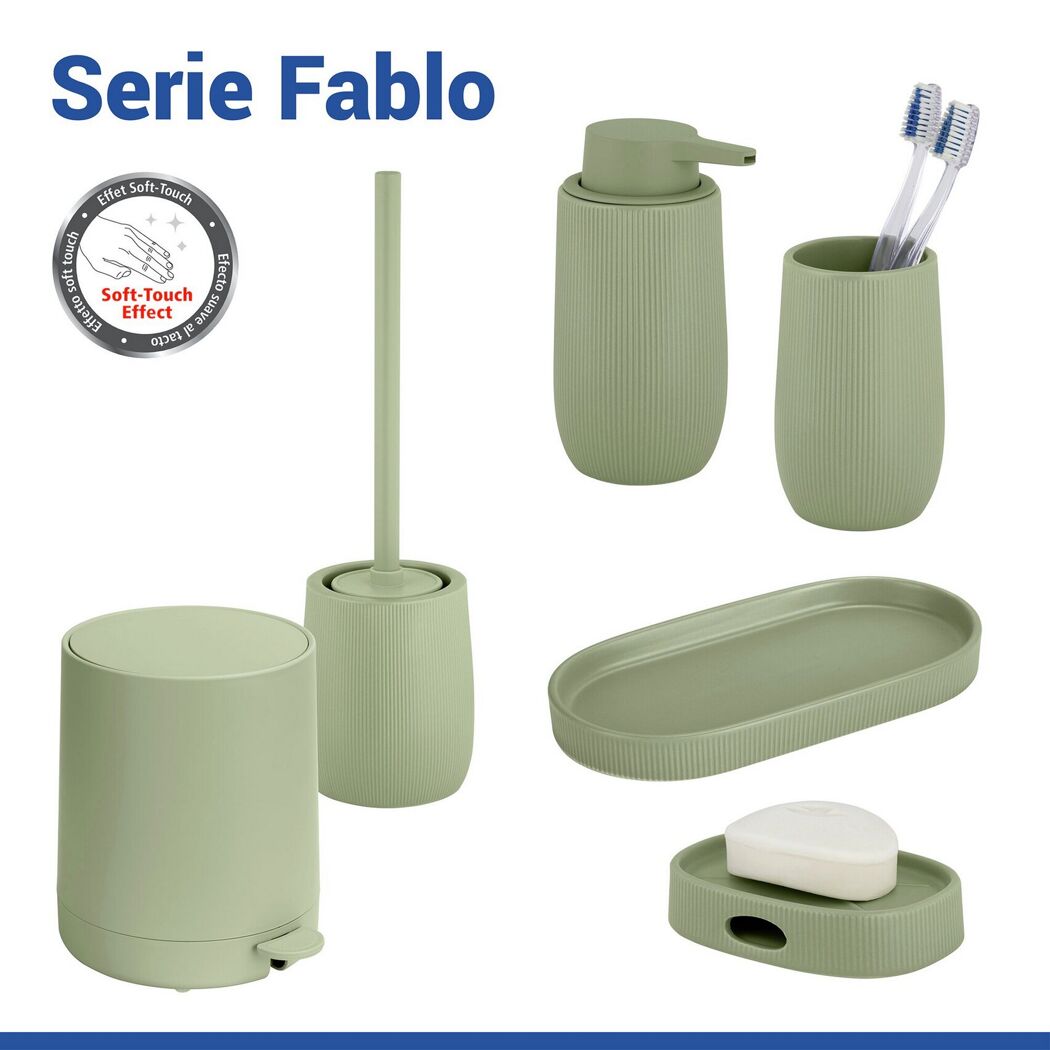 Grünes Bad-Accessoire-Set 'Fablo' mit Ablageschale.
