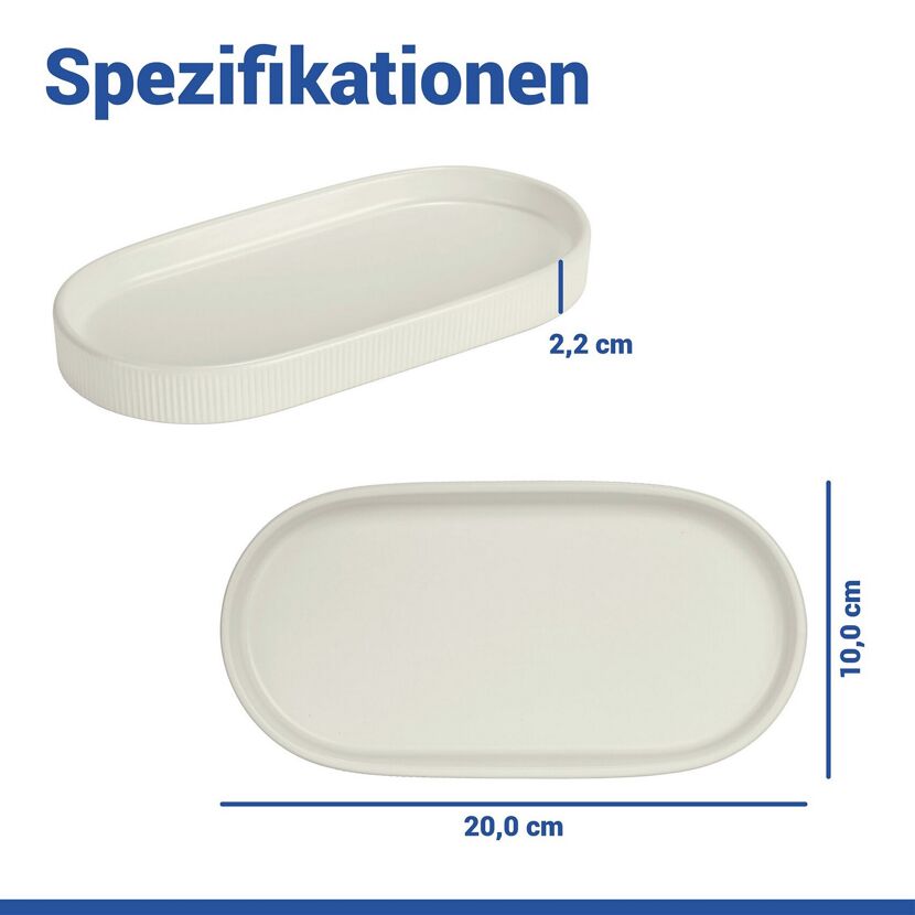 Ablageschale 'Fablo' creme 20 x 2,2 x 10 cm