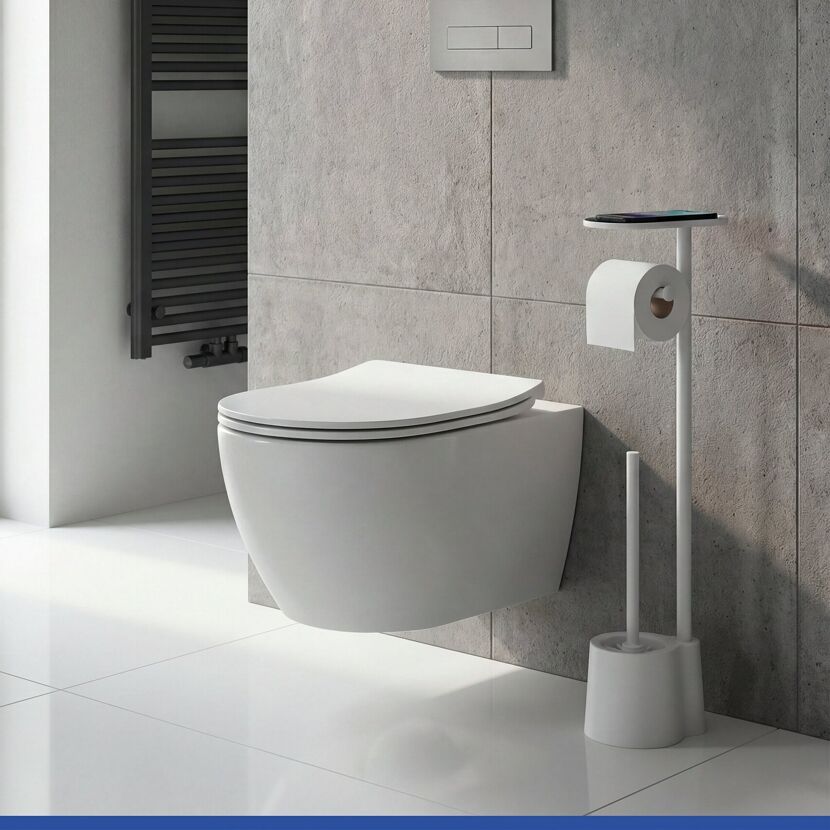 WC-Garnitur 'Albella' weiß Edelstahl 21 x 69 x 12 cm