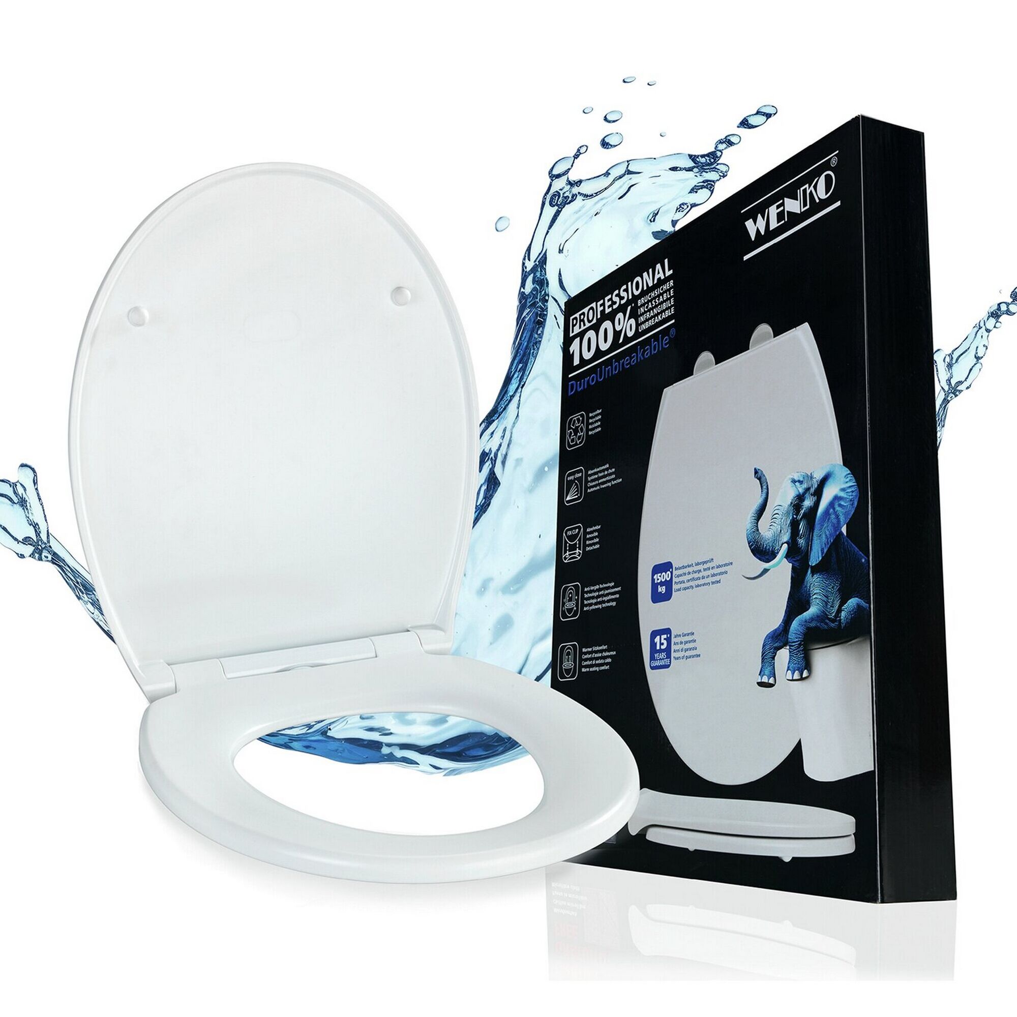 Weißer WC-Sitz 'Gatteo' DuroUnbreakable® mit Absenkautomatik.