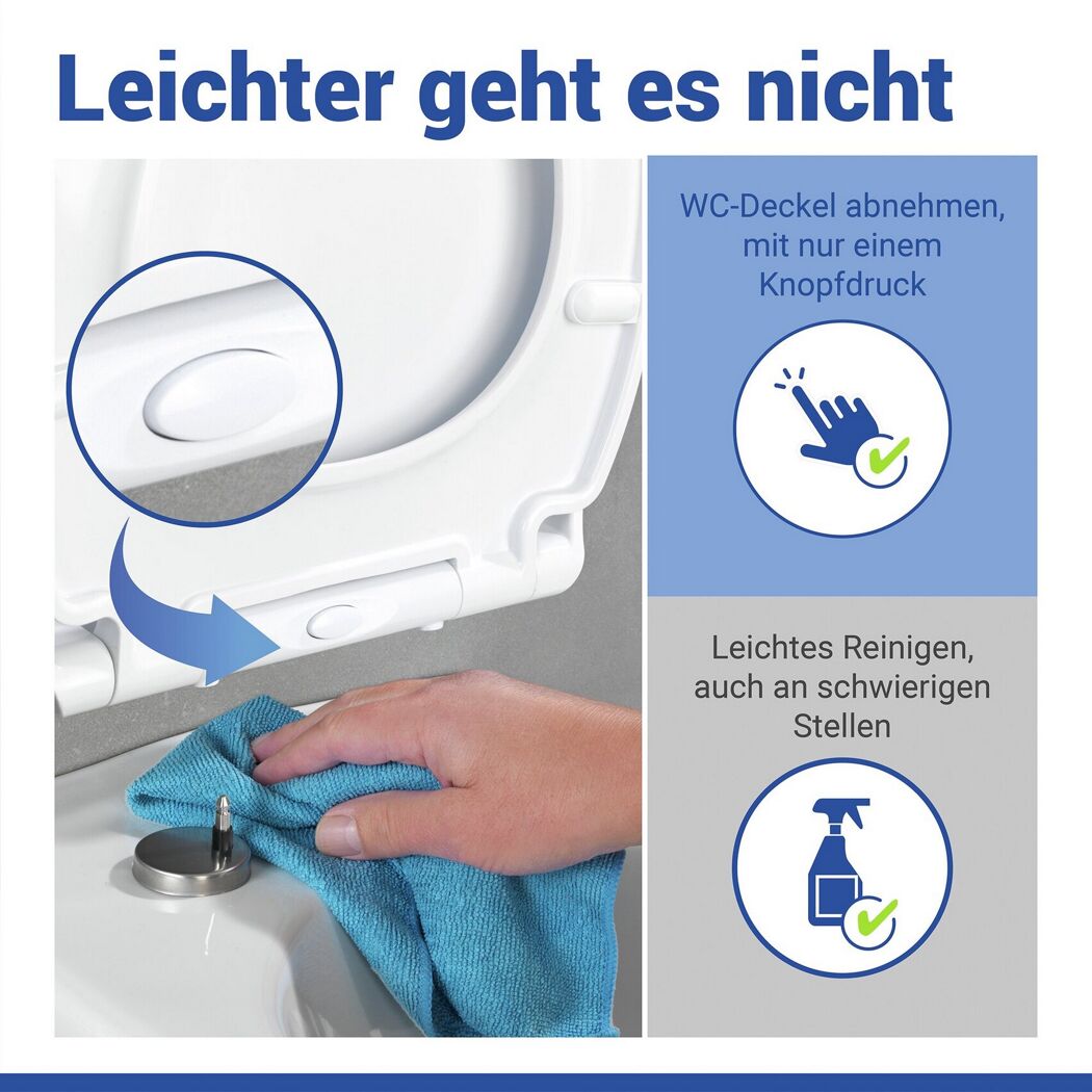 WC-Sitz Gatteo mit Absenkautomatik und Reinigungsanleitung
