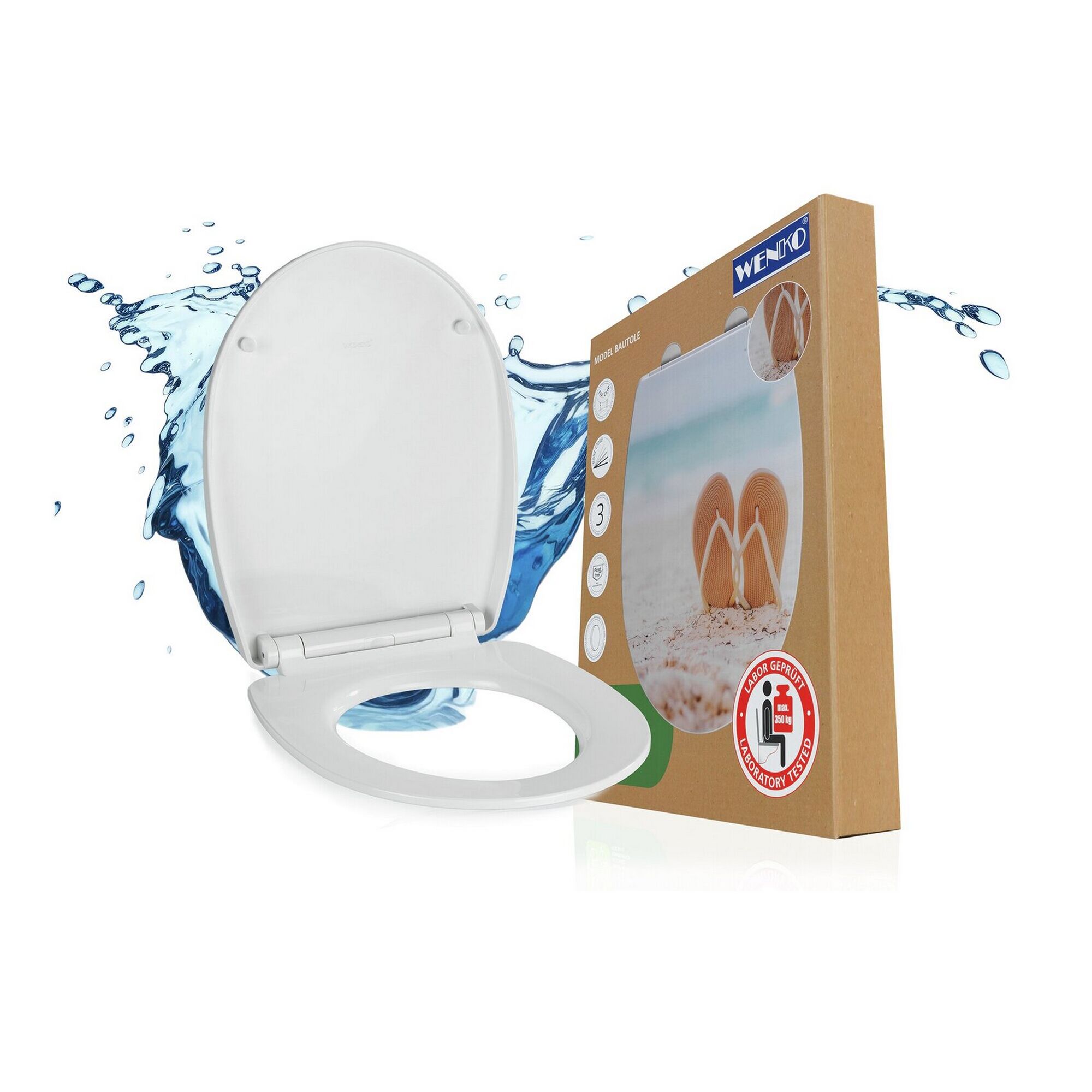 WC-Sitz Bautole und Verpackung mit Strandmotiv
