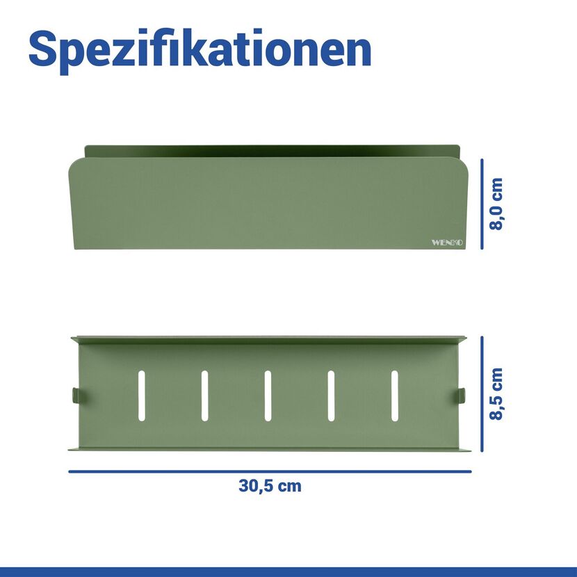 Wandablage 'Lizan' grün ohne Bohren 30,5 x 8 x 8,5 cm