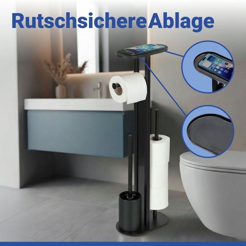 WC-Garnitur 'Orea' schwarz Stahl 23 x 70 x 13 cm