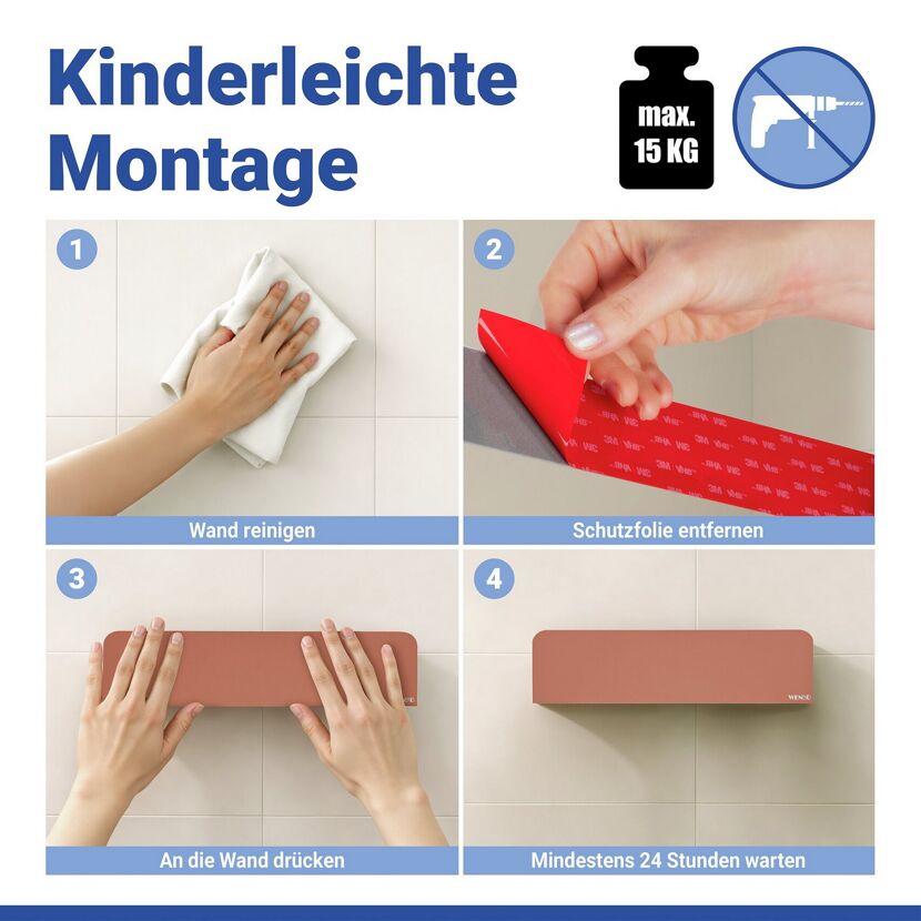 Wandablage 'Lizan' braun ohne Bohren 30,5 x 8 x 8,5 cm