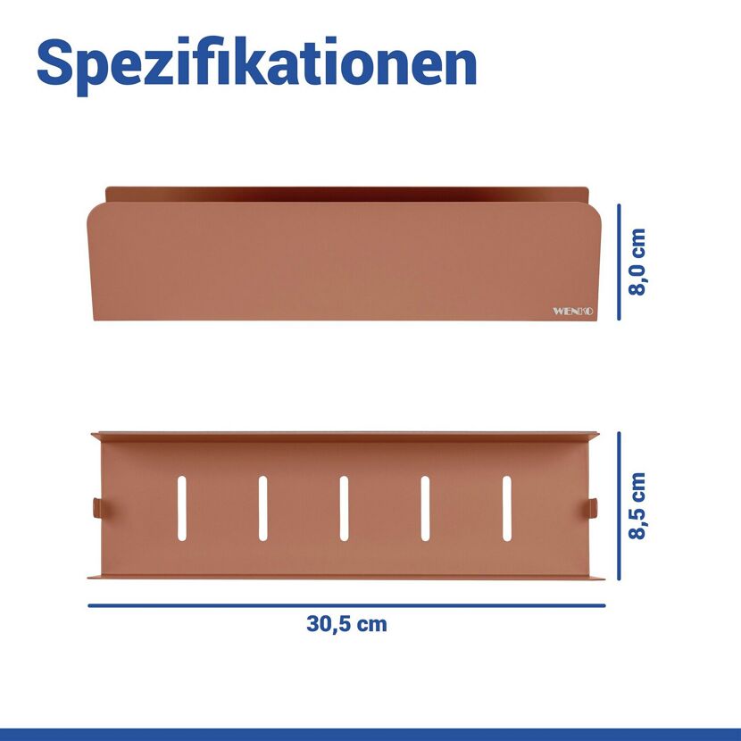 Wandablage 'Lizan' braun ohne Bohren 30,5 x 8 x 8,5 cm