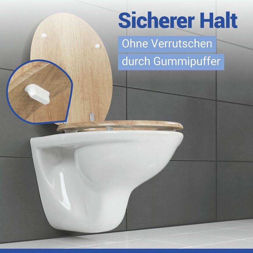 WC-Sitz 'Eiche' natur Holzkern mit Absenkautomatik