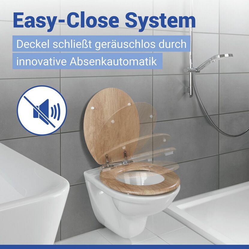 WC-Sitz 'Eiche' natur Holzkern mit Absenkautomatik