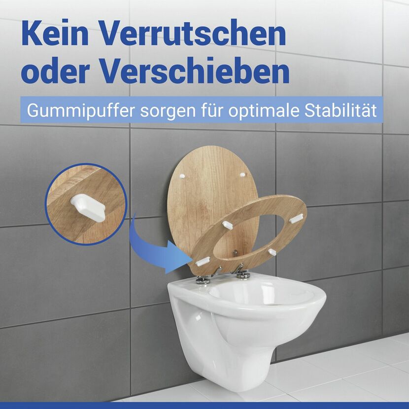 WC-Sitz 'Eiche' natur Holzkern mit Absenkautomatik