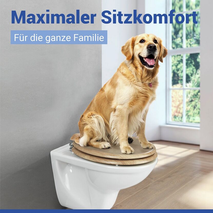WC-Sitz 'Eiche' natur Holzkern mit Absenkautomatik