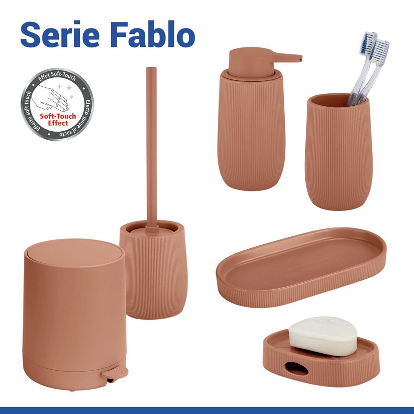 Kosmetikeimer 'Fablo' braun mit passendem Badzubehör Set.