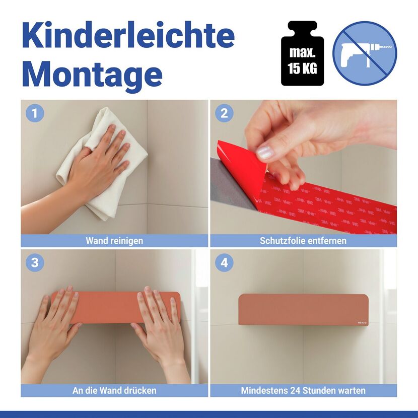 Eckablage 'Lizan' braun ohne Bohren 30 x 8 x 13,5 cm