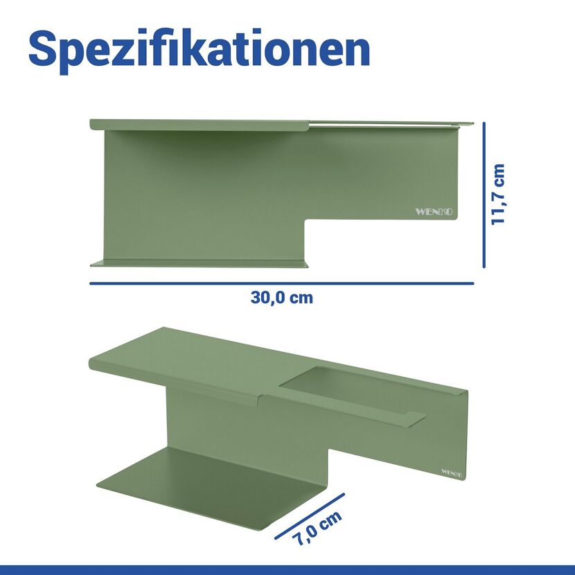 Toilettenpapierhalter 'Lizan' grün Stahl 30 x 11.7 x 10 cm