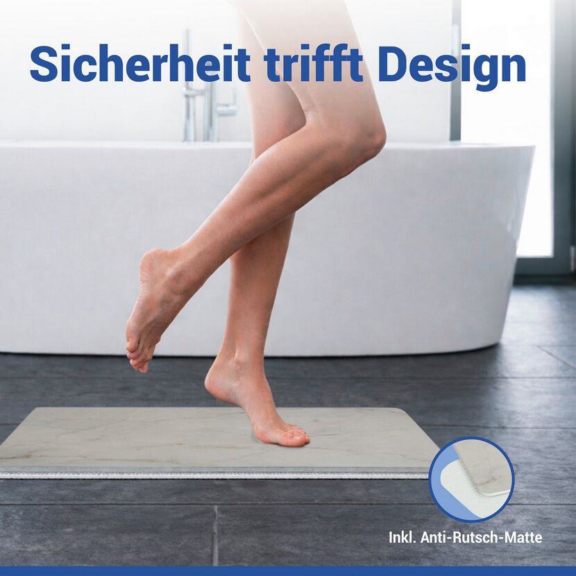 Badteppich 'Itamos' Diatomit grau 39 x 60 cm