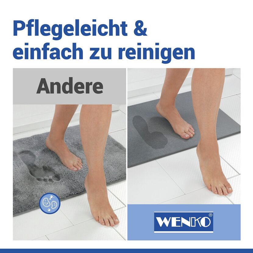 Badteppich 'Simi' Diatomit grau 50 x 80 cm