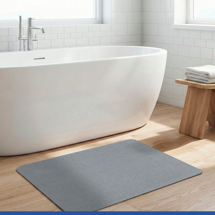 Badteppich 'Simi' Diatomit grau 50 x 80 cm