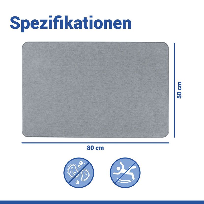 Badteppich 'Simi' Diatomit grau 50 x 80 cm