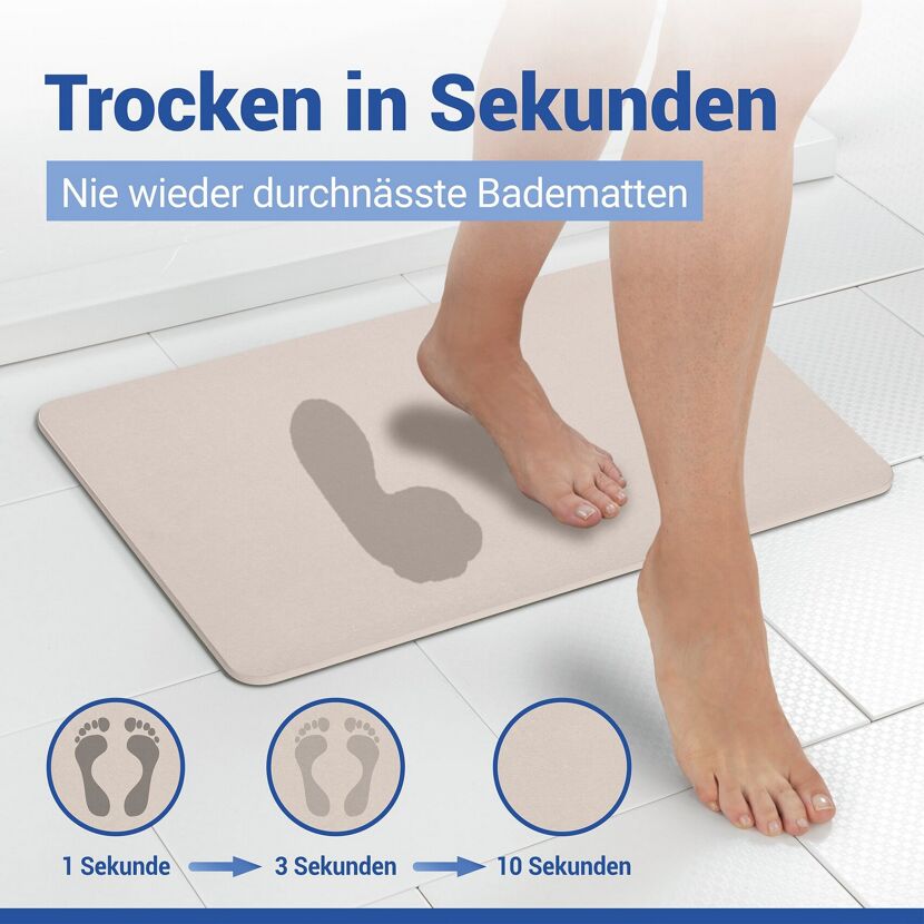 Badteppich 'Simi' Diatomit ecru 39 x 60 cm