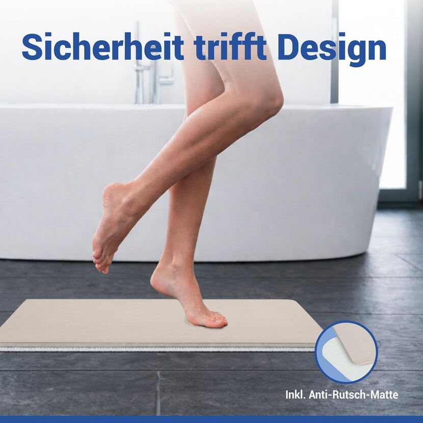 Badteppich 'Simi' Diatomit ecru 39 x 60 cm