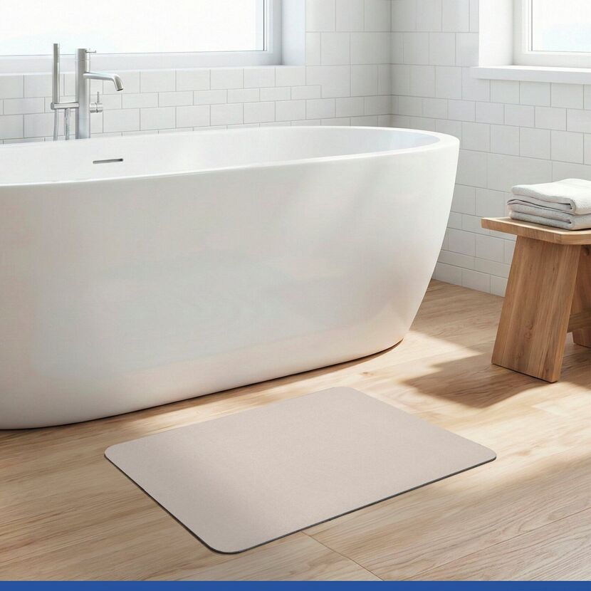 Badteppich 'Simi' Diatomit ecru 39 x 60 cm