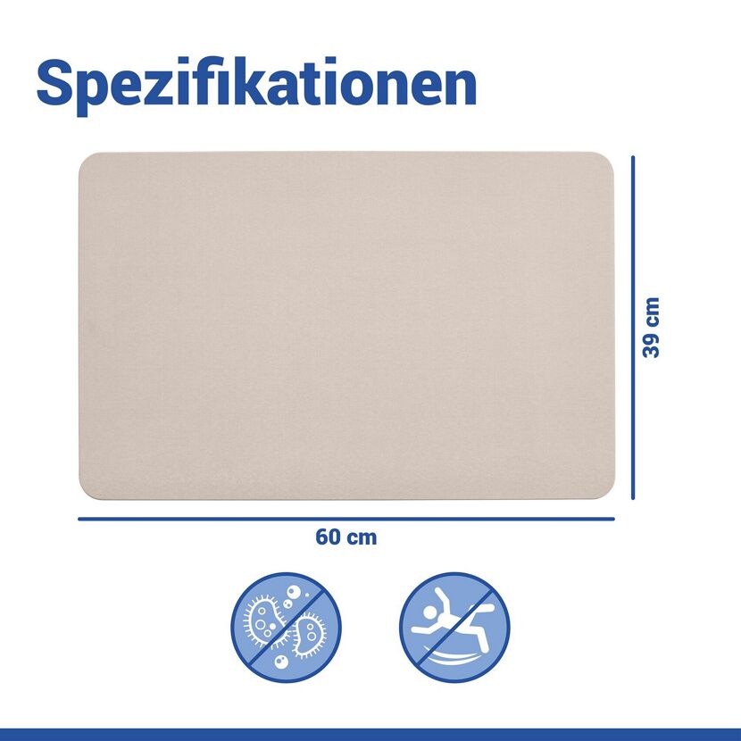 Badteppich 'Simi' Diatomit ecru 39 x 60 cm