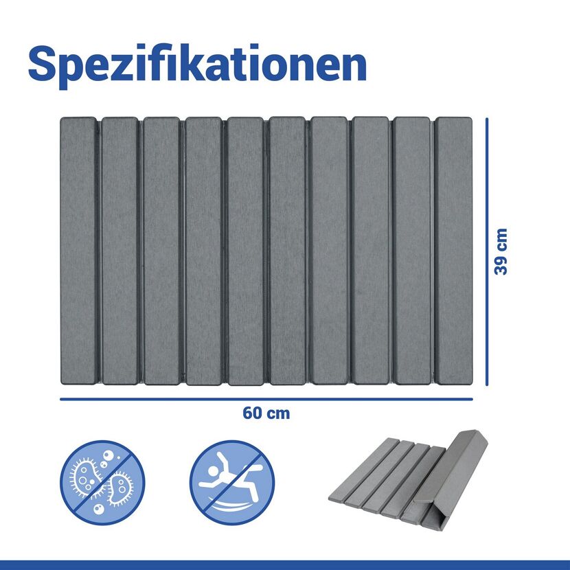 Badteppich 'Tritea' Diatomit grau 39 x 60 cm