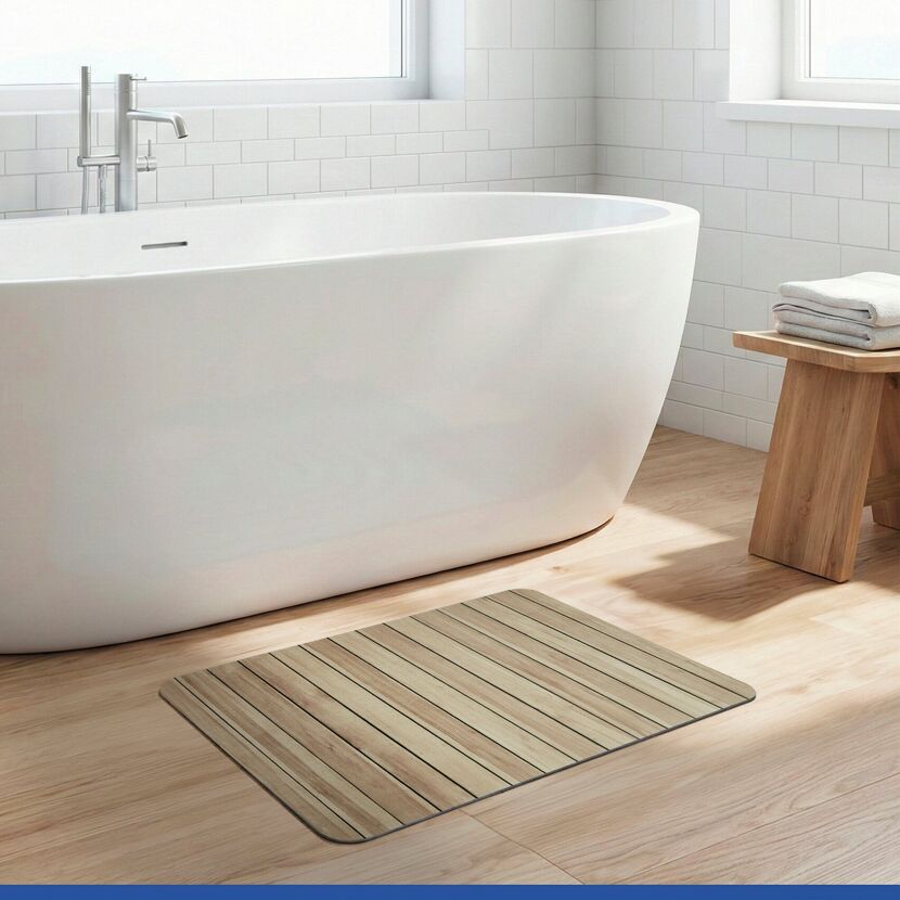 Badteppich 'Lepiana' Diatomit beige 39 x 60 cm
