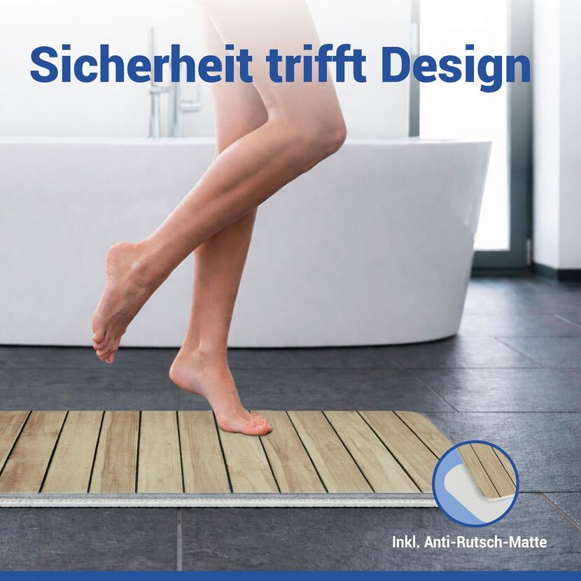 Badteppich 'Lepiana' Diatomit beige 50 x 80 cm