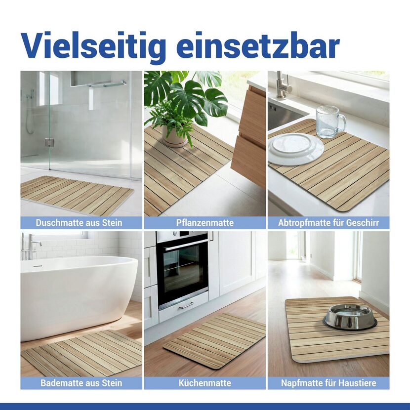 Badteppich 'Lepiana' Diatomit beige 50 x 80 cm