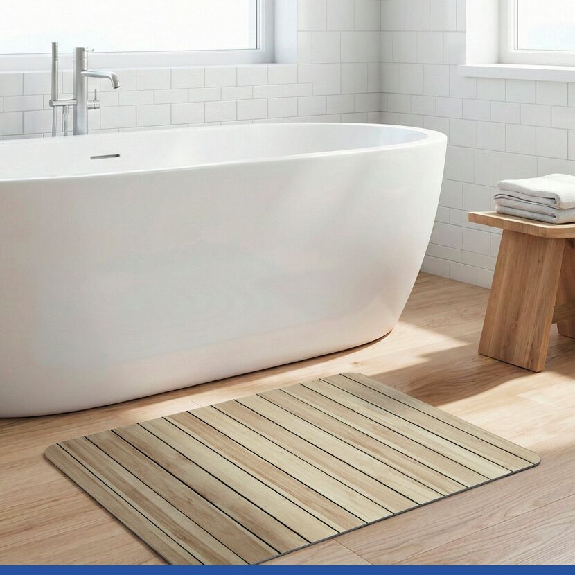 Badteppich 'Lepiana' Diatomit beige 50 x 80 cm