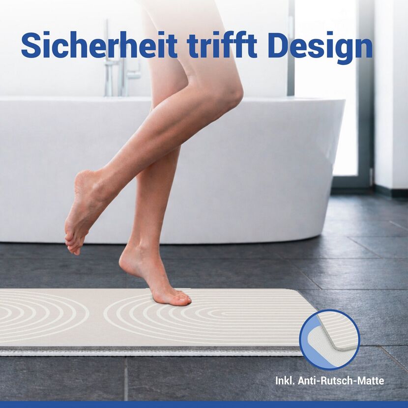 Badteppich 'Nazca' Diatomit beige 50 x 80 cm