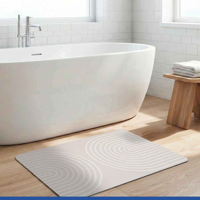 Badteppich 'Nazca' Diatomit beige 50 x 80 cm