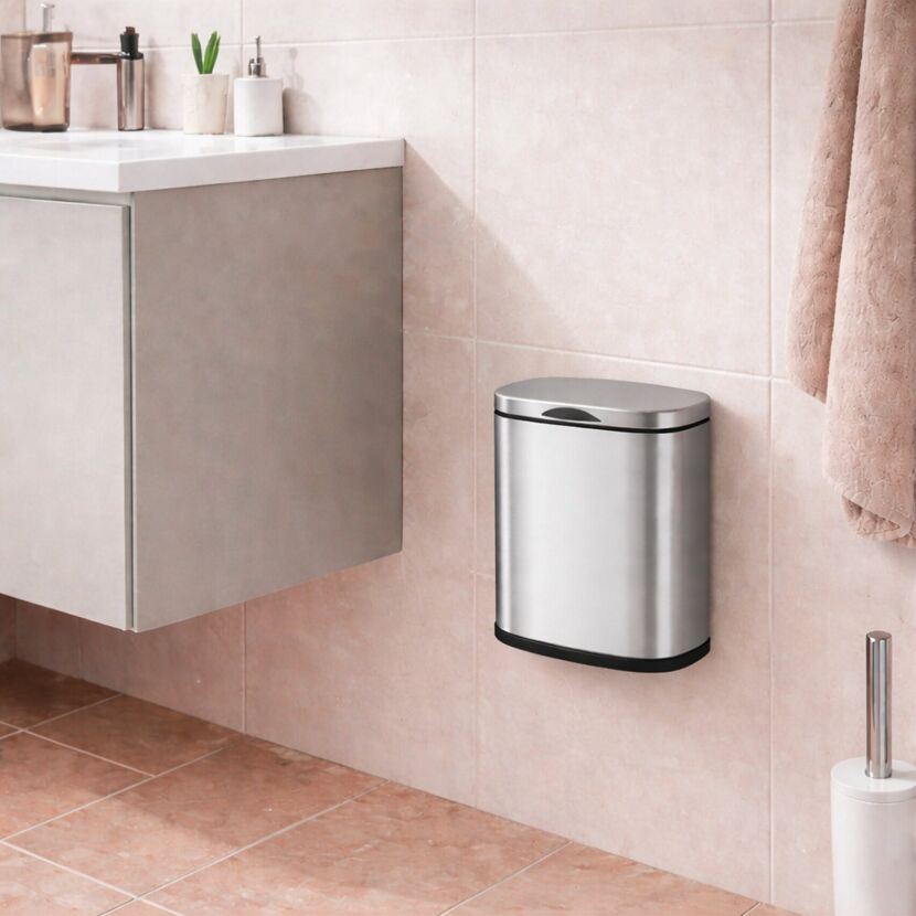 Edelstahl Kosmetikeimer Sare im Badezimmer.