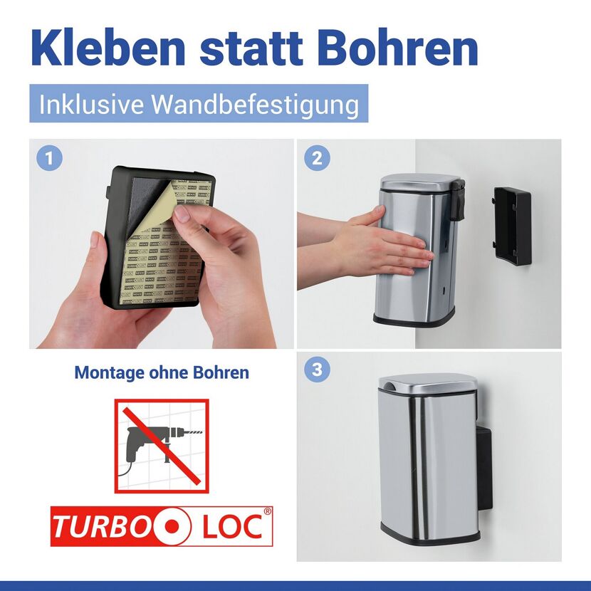 Montage des Kosmetikeimers mit Klebebefestigung ohne Bohren.