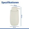 Seifenspender 'Fablo' cremefarben mit Maßen.