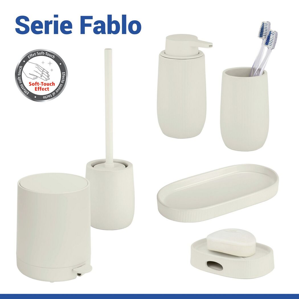 Cremefarbenes Bad-Set 'Fablo' mit Soft-Touch-Effekt