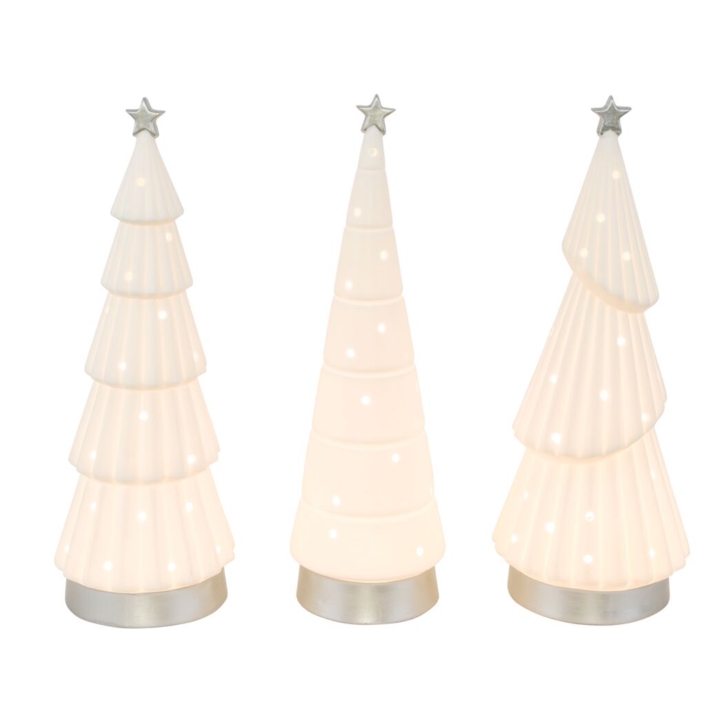 LED-Keramiktanne weiß/silberfarben 11 x 9 x 20,5 cm 3 Stück