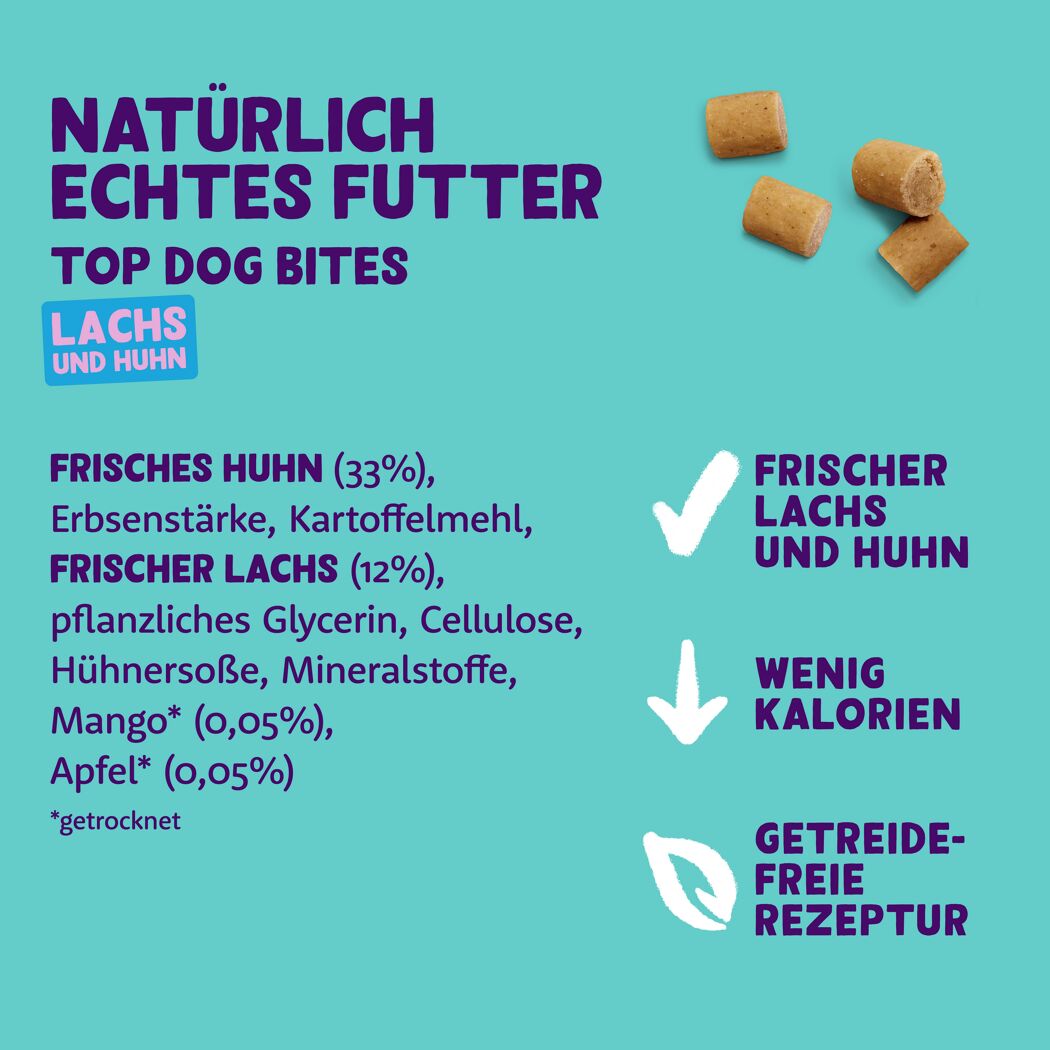 Hundesnack 'Top Dog Bites' Lachs & Huhn Small 50 g