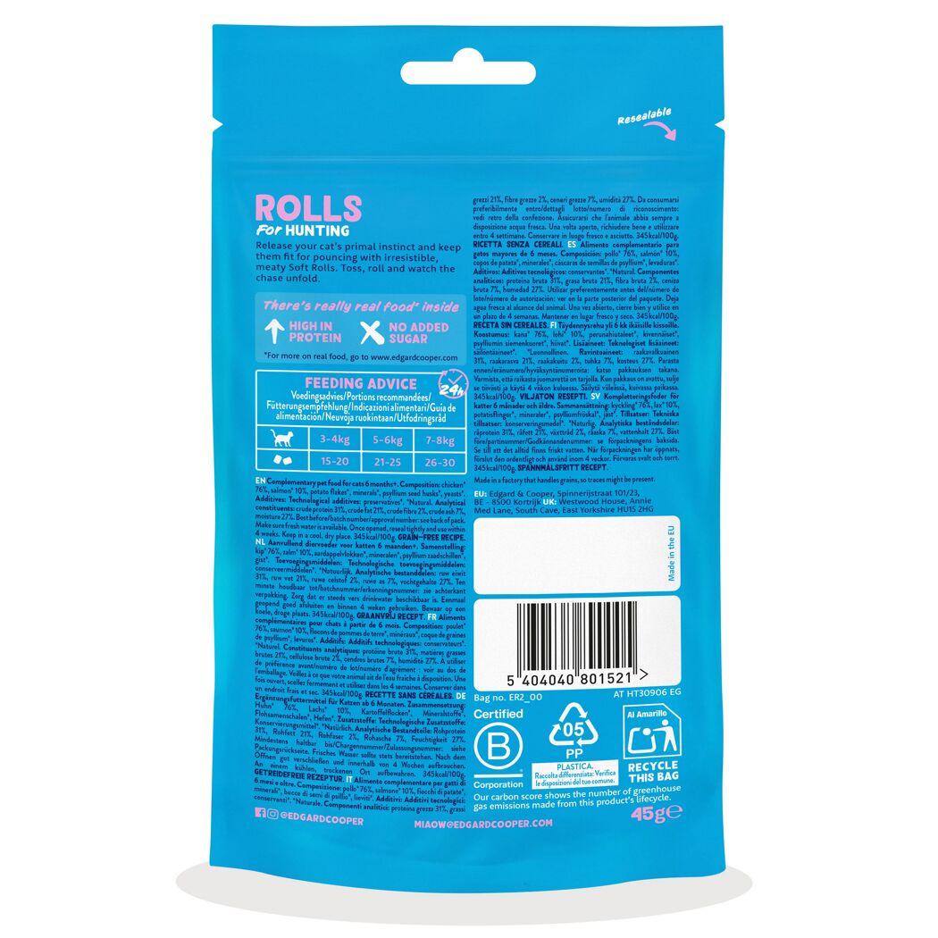 Katzensnack 'Rolls' Lachs & Huhn 45 g