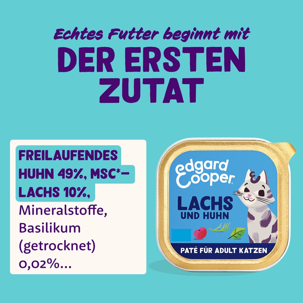 Katzennassfutter 'Paté' Bio-Lachs & Bio-Huhn 85 g