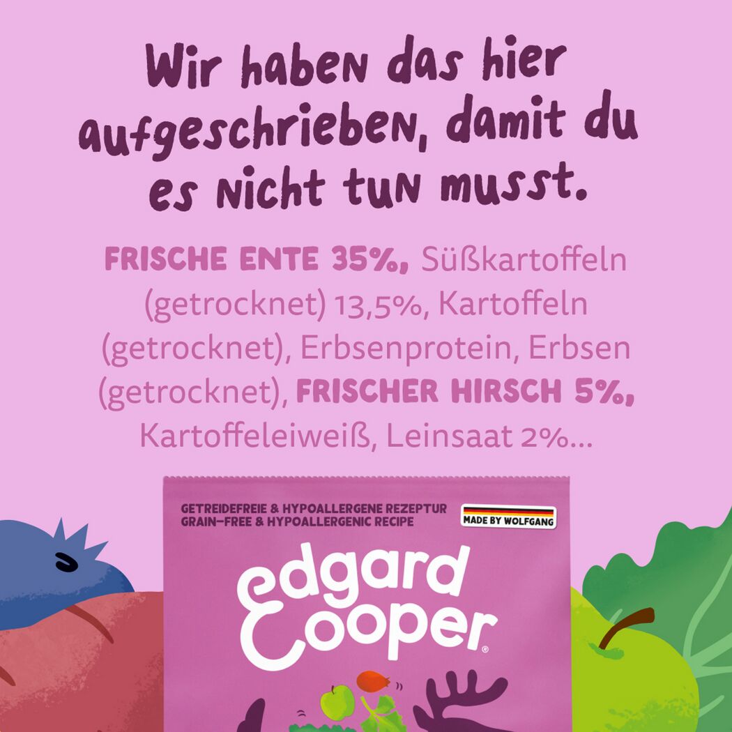 Hundetrockenfutter Frischer Hirsch & Ente für große Hunde 12 kg